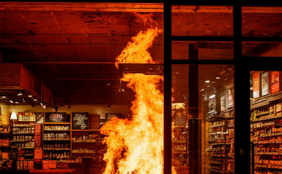 Магазин в жилом доме горел в Комсомольске-на-Амуре