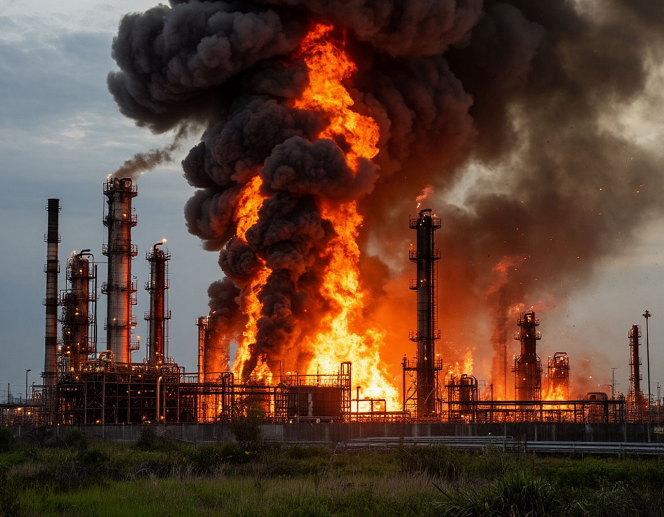 В Комсомольске-на-Амуре вечером 10 апреля горел нефтеперерабатывающий завод