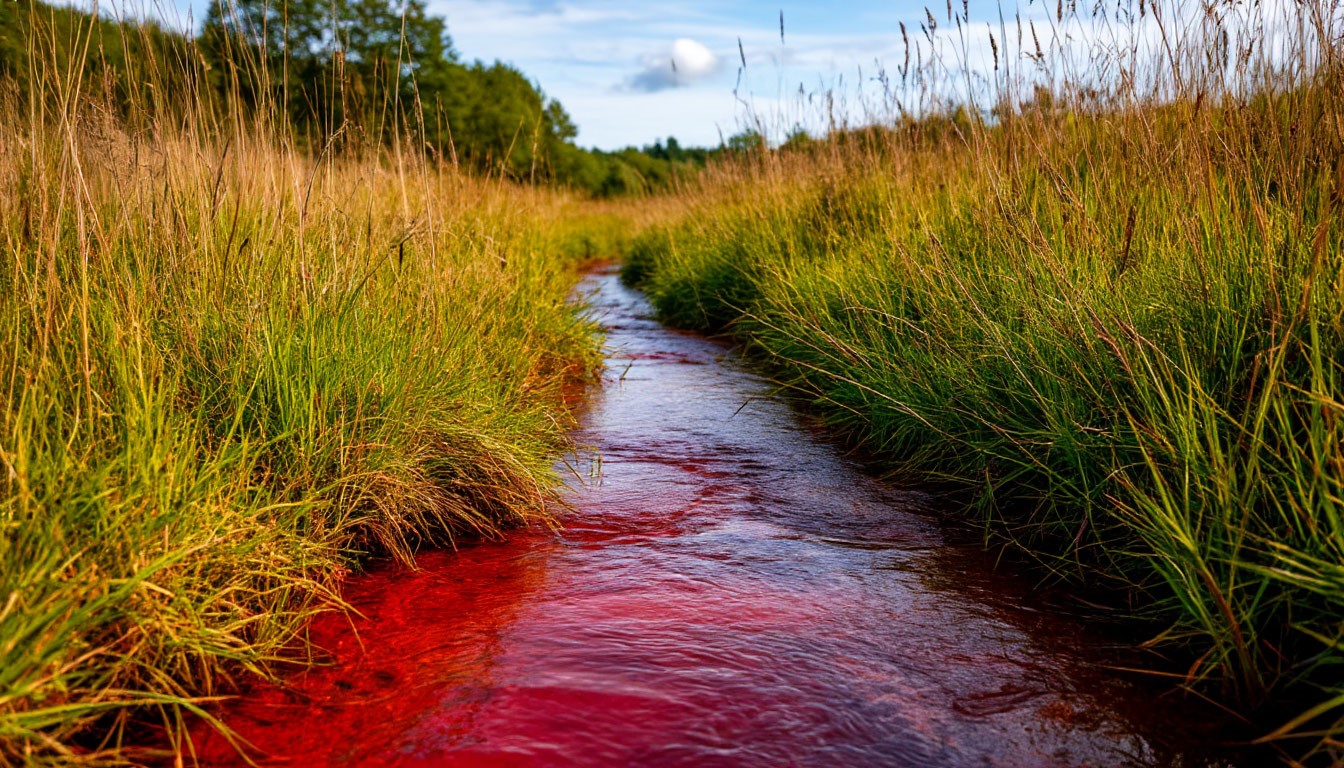 Причину красного цвета воды в речке Полежаевке выяснили в Хабаровске