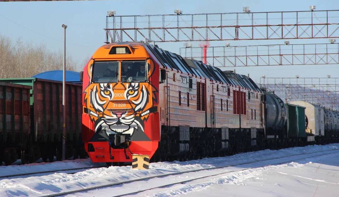 Новый локомотив ДВЖД получил тигриный окрас