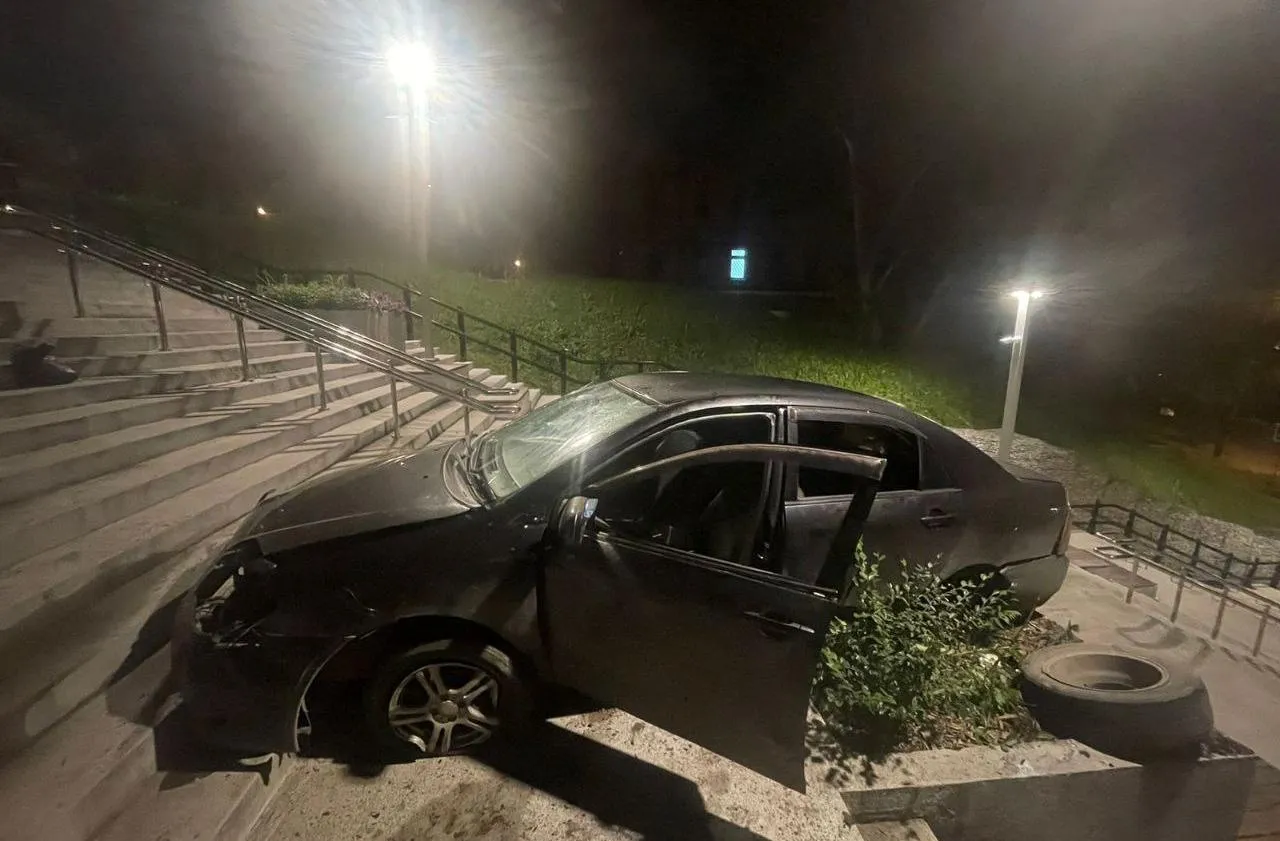 На Тургеневской лестнице в Хабаровске произошло курьёзное ДТП