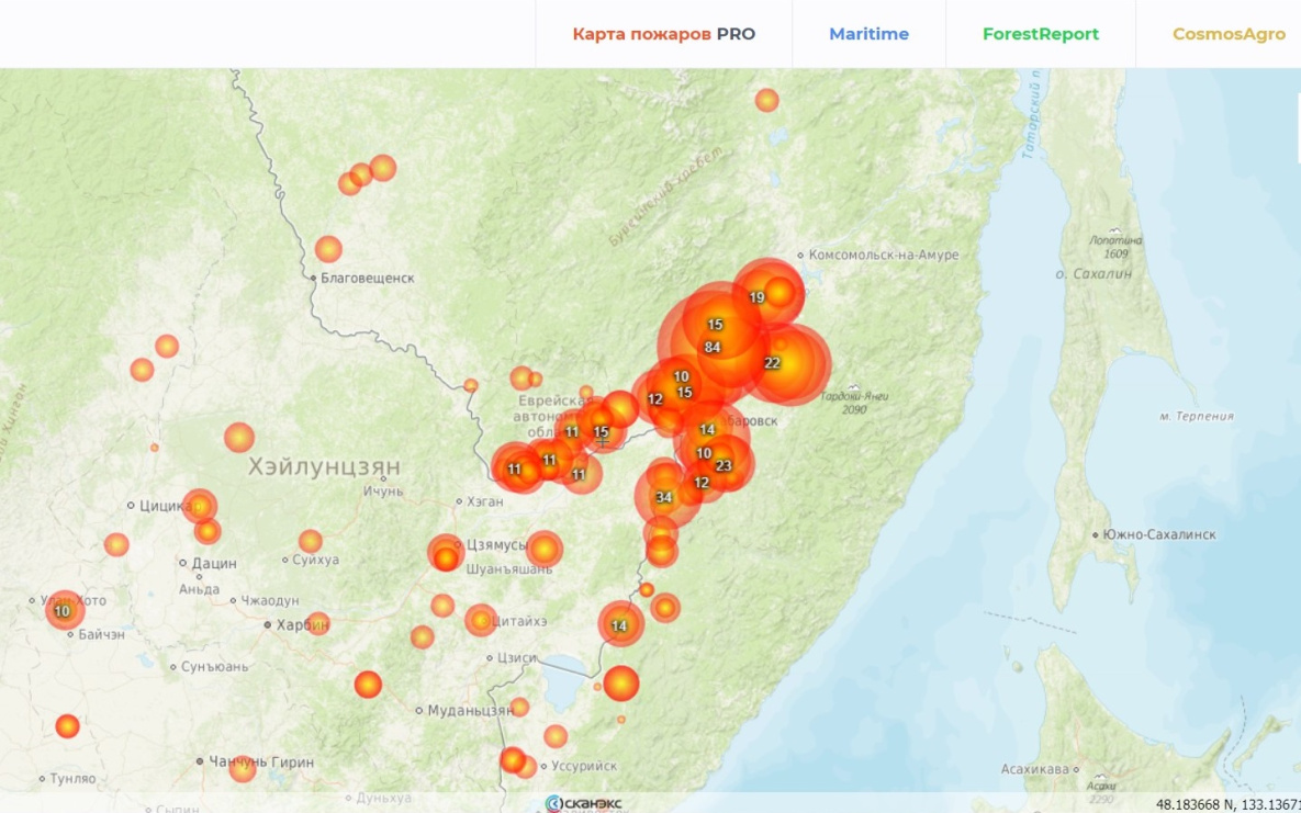 Карта россии с пожарами