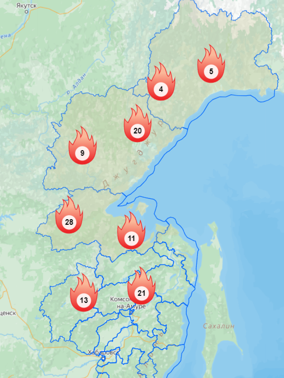 В Хабаровском крае выросла площадь лесных пожаров