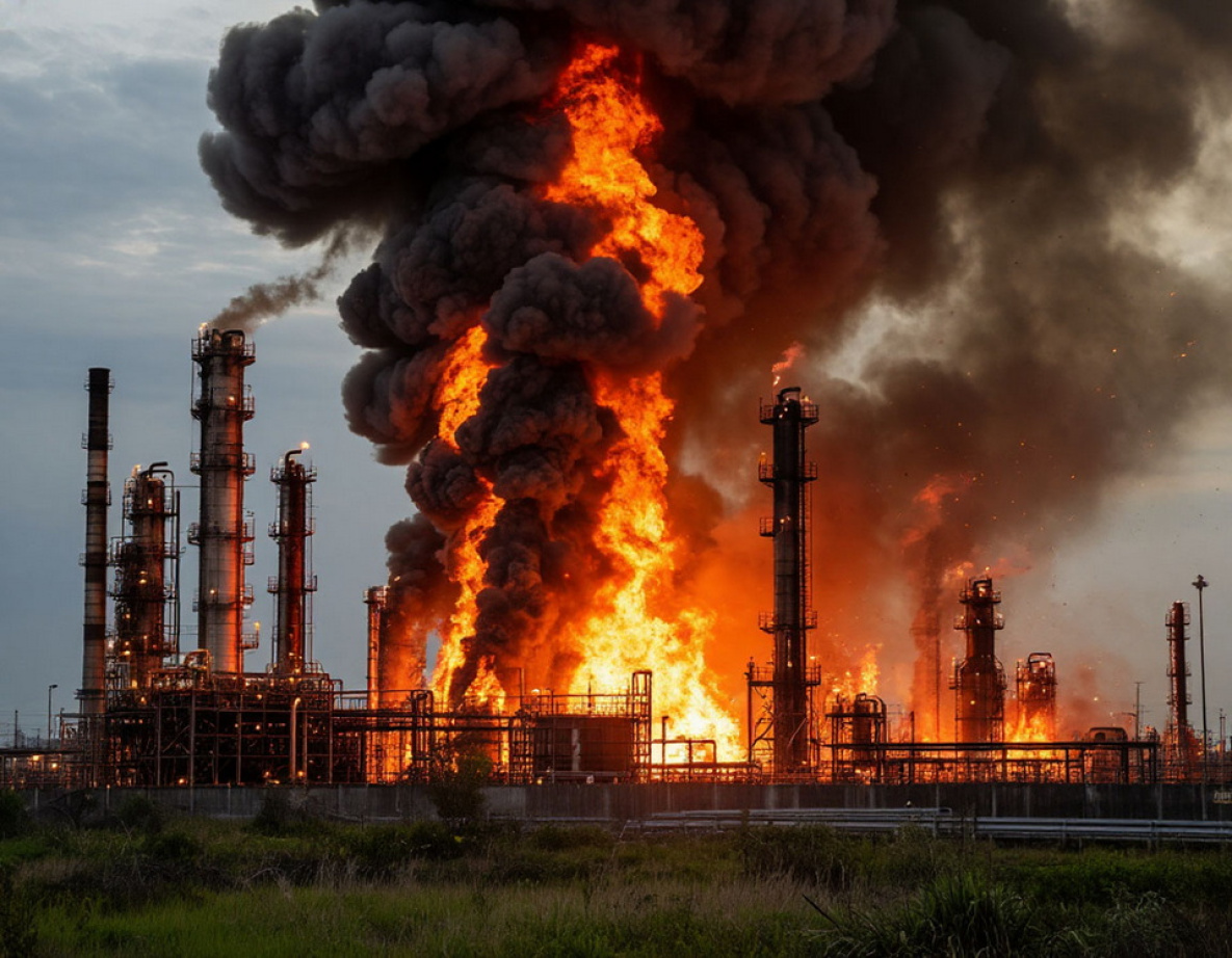В Комсомольске-на-Амуре вечером 10 апреля горел нефтеперерабатывающий завод